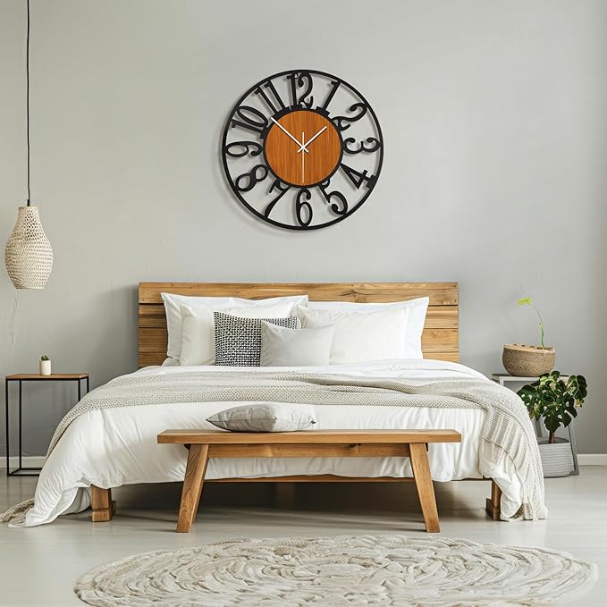 Maxstar Round Wall Clock for Living Room Decor Battery Operated Non Ticking - Image 8