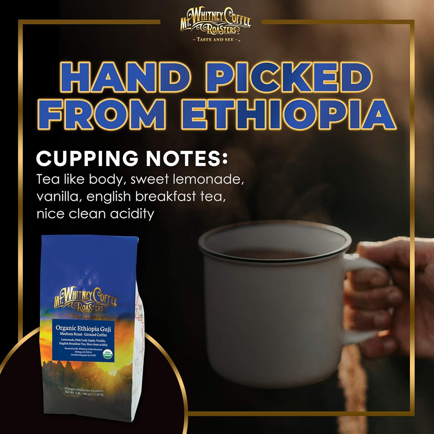 Mt. Whitney Organic Ethiopia Guji Coffee (Ground, 5 Lb)