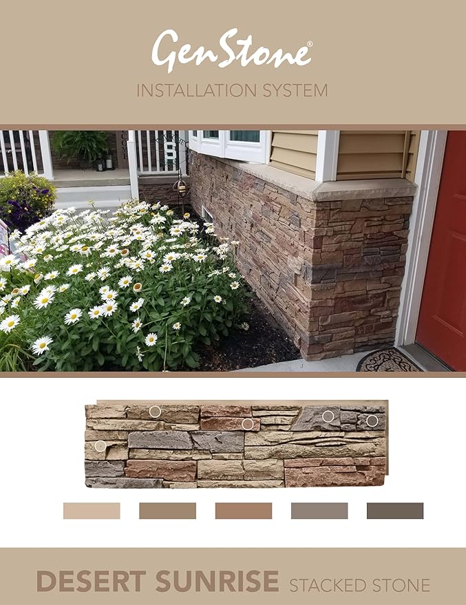 GenStone Faux Stacked Stone Left Corner Panel 12.5" x 11.25" in Desert Sunrise - Image 4