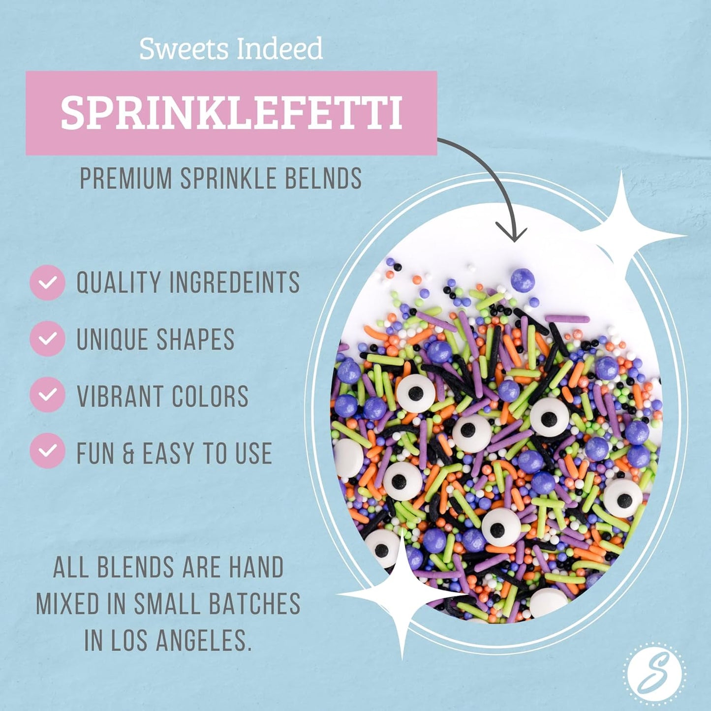 Sweets Indeed Sprinklefetti Monster Mash Sprinkles – 4 oz Jar | Halloween Sprinkle Mix with Candy Eyeballs, Jimmies, Nonpareils & Confetti | Cupcake & Cake Decorations
