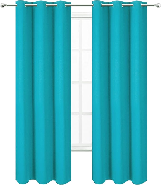 LEMOMO Teal Blackout Curtains/42 x 84 Inch/Set of 2 Panels Thermal Room - Image 2