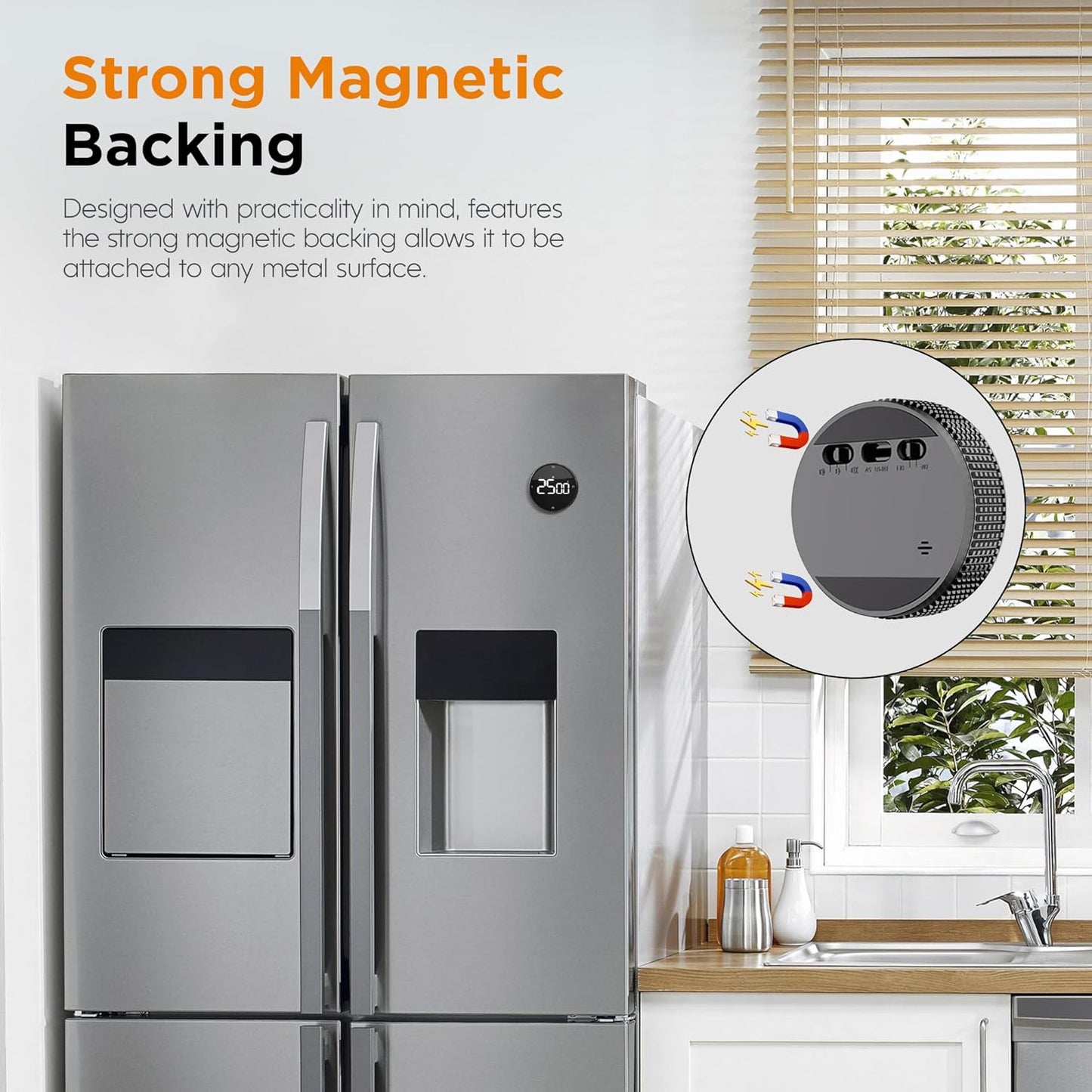 Rechargeable Magnetic Kitchen Timer-Loud Alarm Visual Productivity Timer&Pomodoro Timer with Large LED Display,3 Presets(5/15/25min),3 Volume Levels.Ideal for Cooking Fitness&Office Use(Blk)