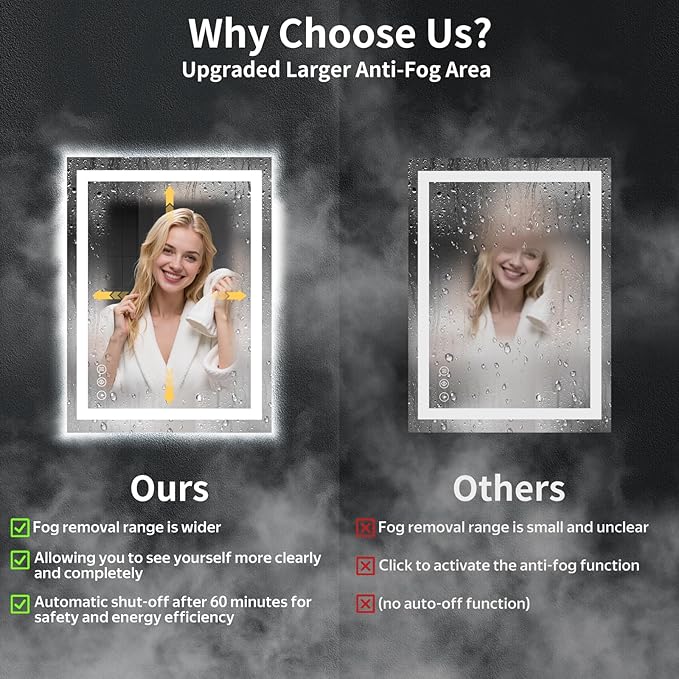 28"x20" LED Bathroom Mirror - Image 4