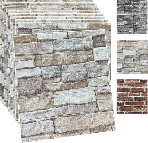 10PCS 3D Wall Panels Peel and Stick Foam 3D Brick Wallpaper Peel and Stick Faux by YULI3DH