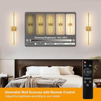 Morauroral Gold Battery Operated Wall Sconces, Dimmable Wall Sconces - Image 2