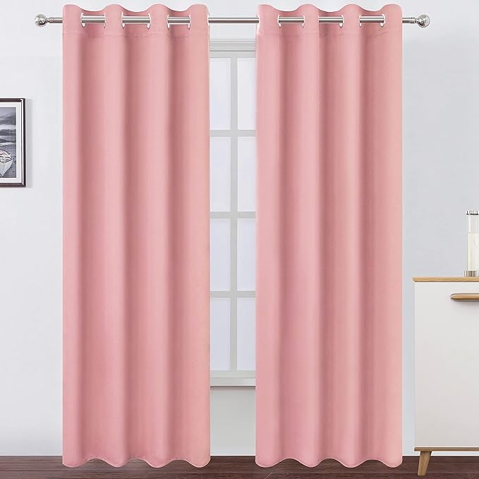 LEMOMO Pink Thermal Blackout Curtains/52 x 108 Inch/Set of 2 Panels Room by Lemomo