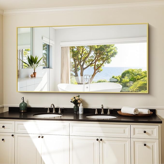 KOCUUY Large Gold Bathroom Mirror, 60x30 inch Rectangular Mirror - Image 6
