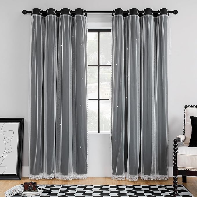 XiDi Blackout Drapes for Bedroom Windows, Unicorn Curtains for Kids Room by Addsomecolortolife