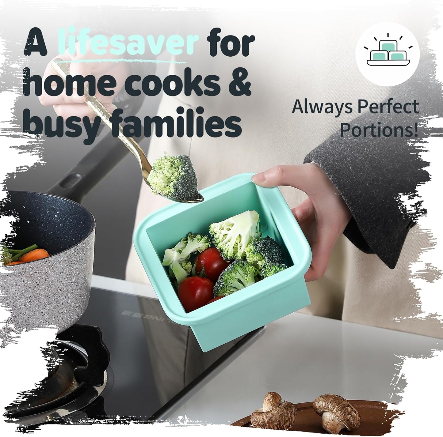 2-Cup Silicone Freezer Trays with Lids – Perfect for Meal Prep, Portion Control, and Easy Freezing-Meal Prep Container Molds for Soup,Leftovers (Bondi Mint, 2 Pack)