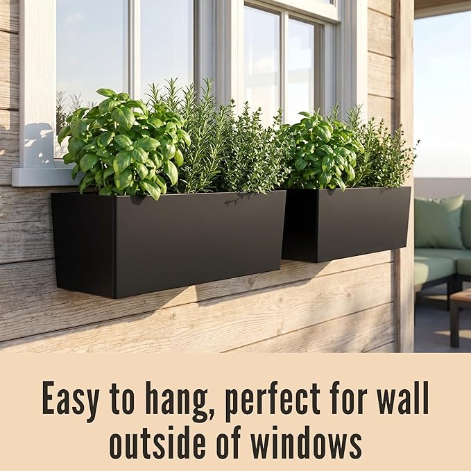 LaLaGreen Wall Planters for Outdoor Black Self Watering System Hanging Planter - Image 5
