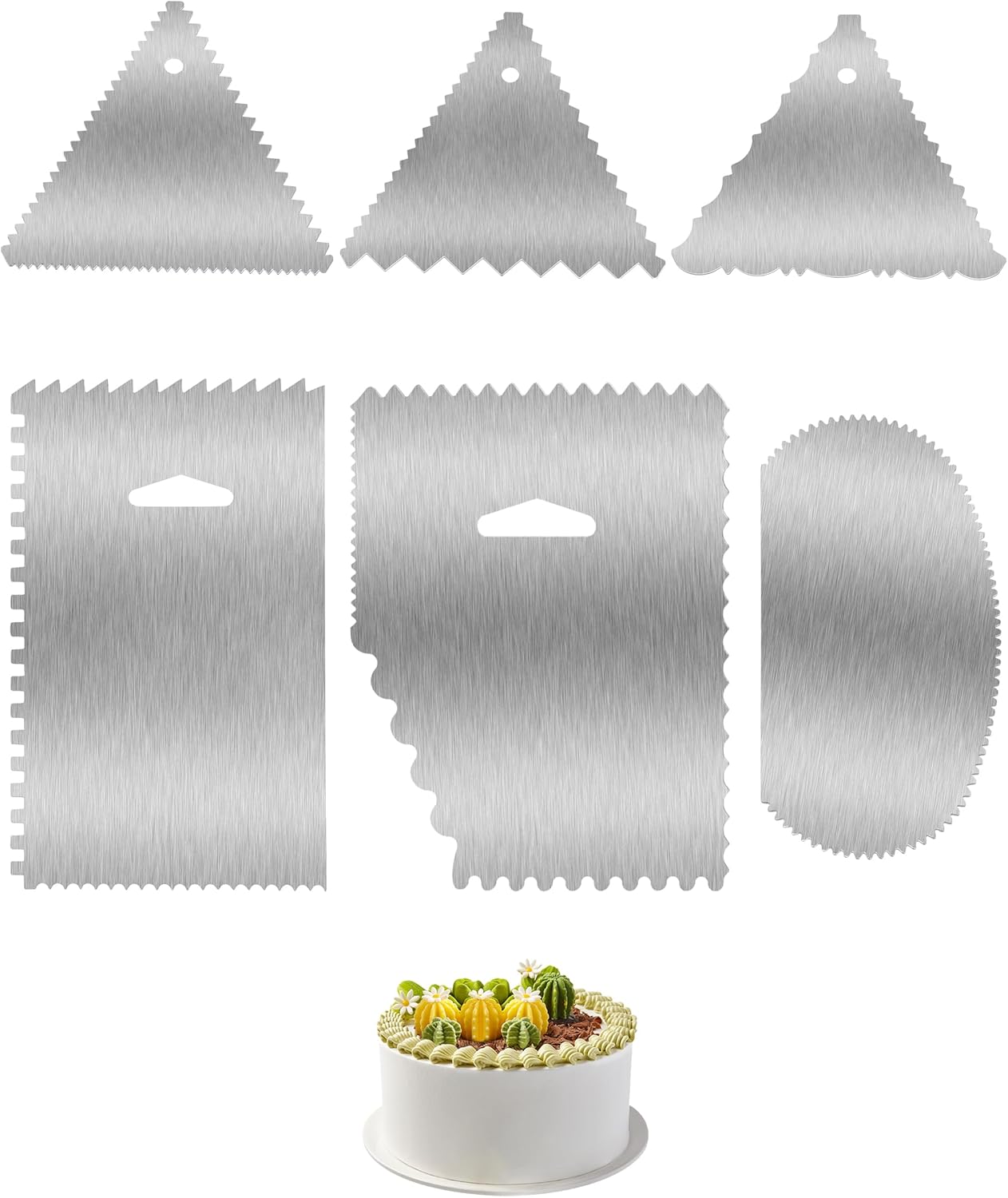 New 6pcs Cake Scraper 430 stainless Decorating Comb and Icing Smoother