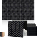 Mollywell Acoustic Panels, PVC Wood-Grain Decor, 12x12 Inch Carved Pattern by Mollywell