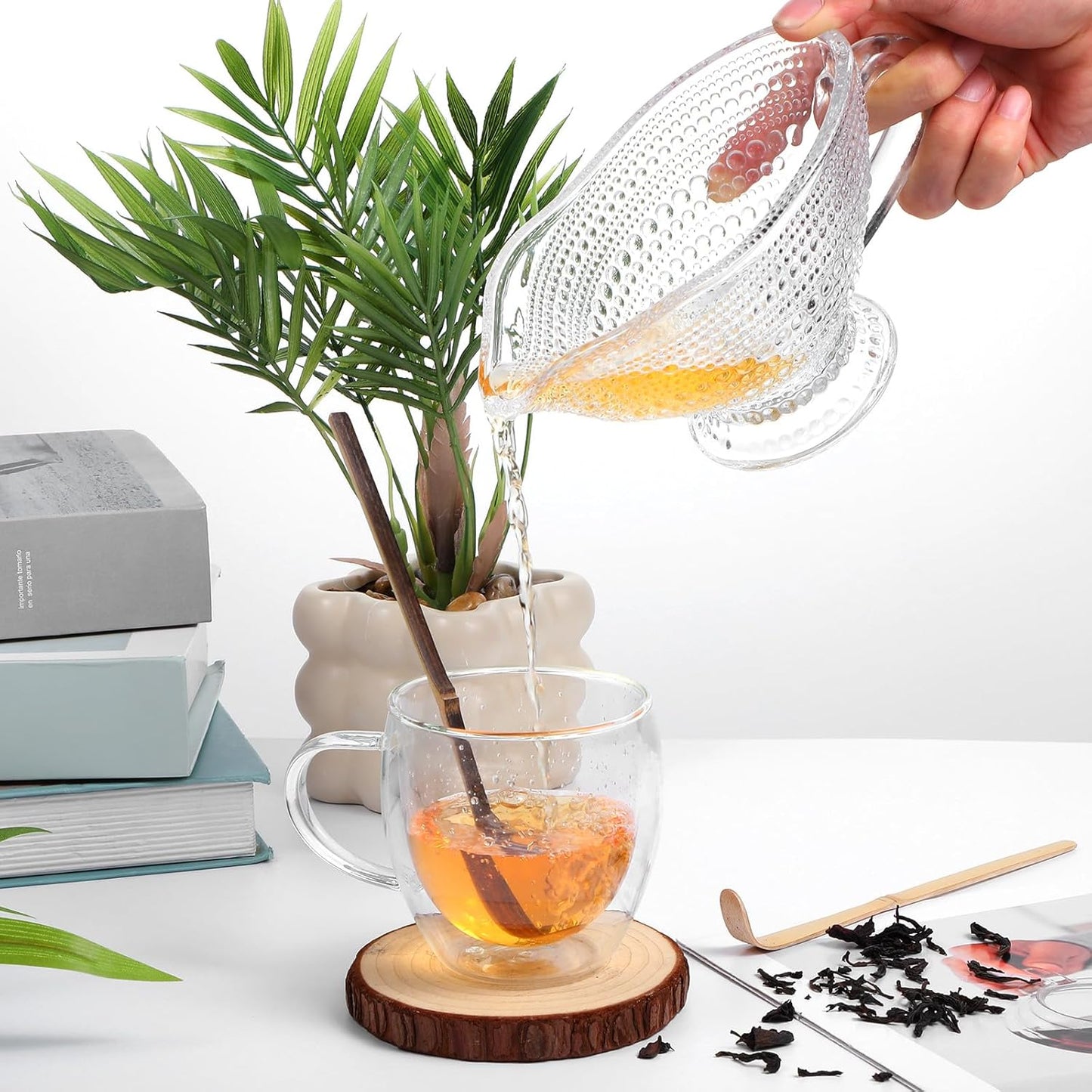 2 Pcs Matcha Spoons, Bamboo Scoop Tea Leaf Sticks Tea Whisk Scooping Teas Ceremony Utensil Chashaku Hooked Green Teas Spoon for measuring Coffee Powder Espresso Lover Spices Condiments