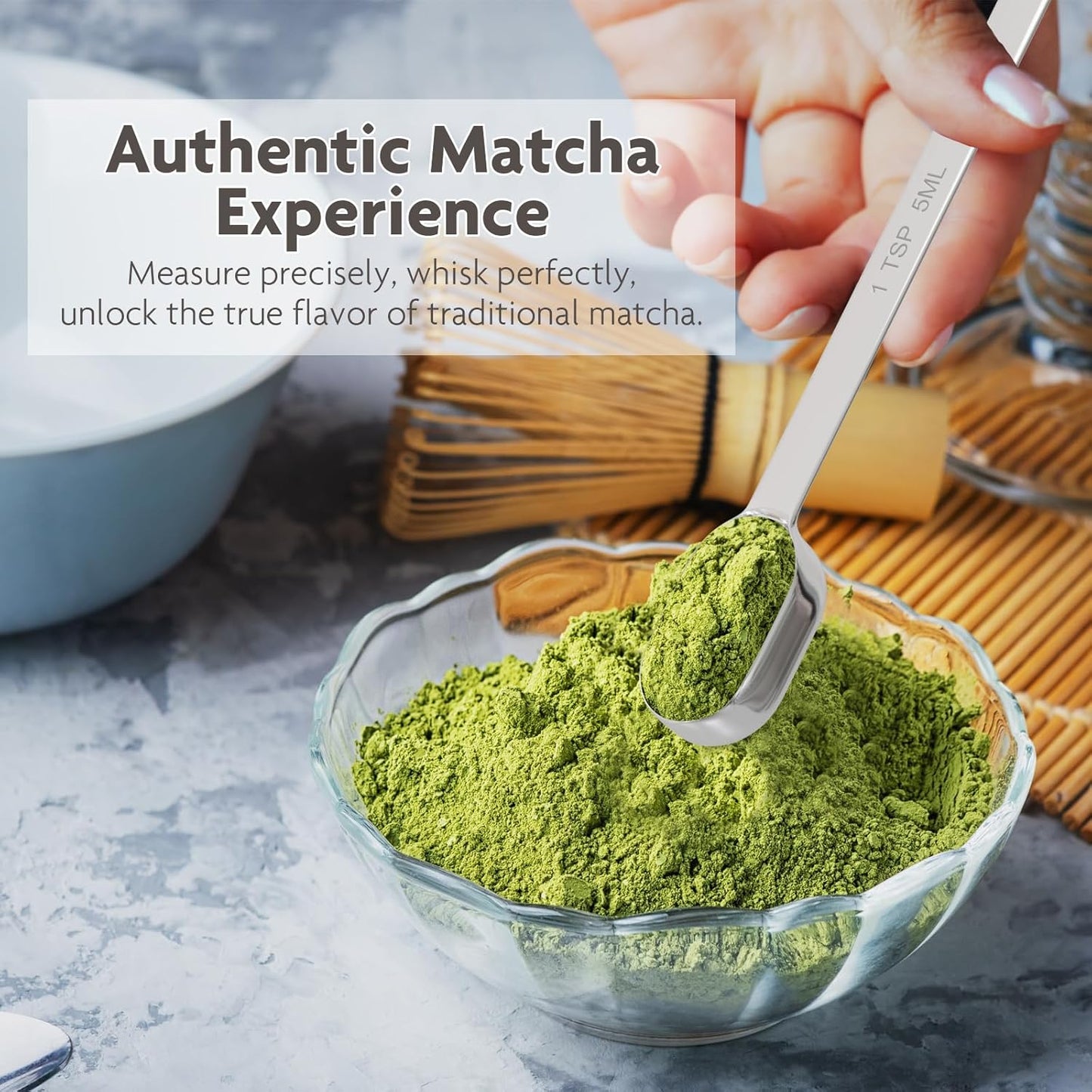 1g (1/2tsp|2.5ml) Matcha Scoop, Stainless Steel Slender Measuring Spoon for Matcha Tea Powder