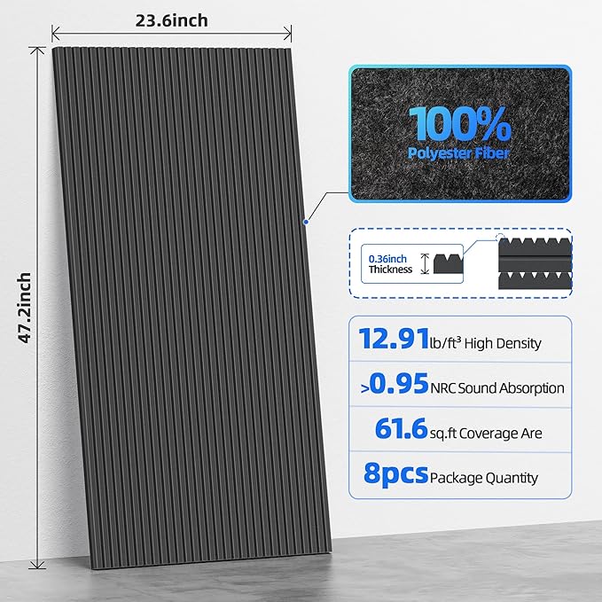 8 Pack Large Acoustic Panels Sound Absorbing - Image 6