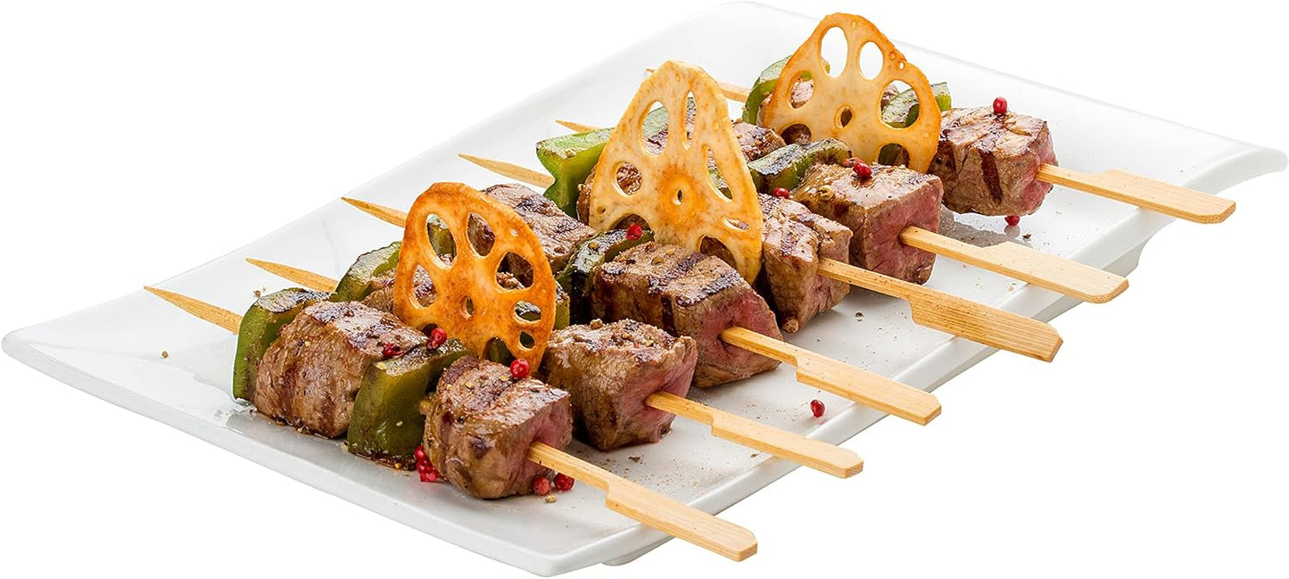 500 Count | KingSeal Natural Green Bamboo Wood Paddle Picks, Skewers for Appetizers and Cocktails, 3.5 Inches, Bulk Pack - 5 Packs of 100