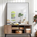 KOCUUY Black Square Mirror, Large Black Wall Mounted Mirror, Metal Framed Mirror - Image 4