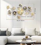 Wall Clocks for Living Room Decor, Large Wall Clock, 3D Creative Metal Ginkgo - Image 3