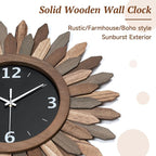 Honiway 16 Inch Wall Clocks, Rustic Wood Boho Sunburst Decorative Wall Clock - Image 7