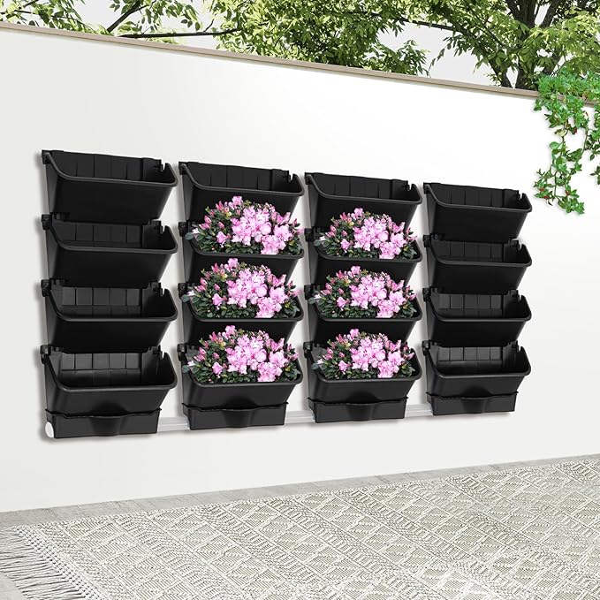 Vertical Wall Planter with 16 Pots, Hanging Garden Plant Flowerpot Holder - Image 5