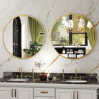 HARRITPURE 24 Inch Round Mirror, Modern Aluminum Alloy Frame Wall Mounted - Image 8