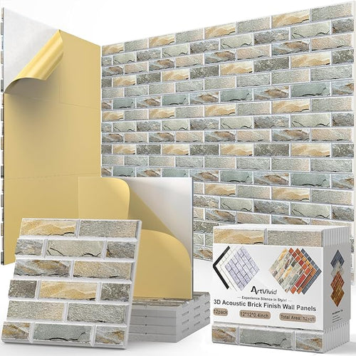 12Pack Acoustic Panels, Decorative Sound Dampening Wall Panels by ArtVivid