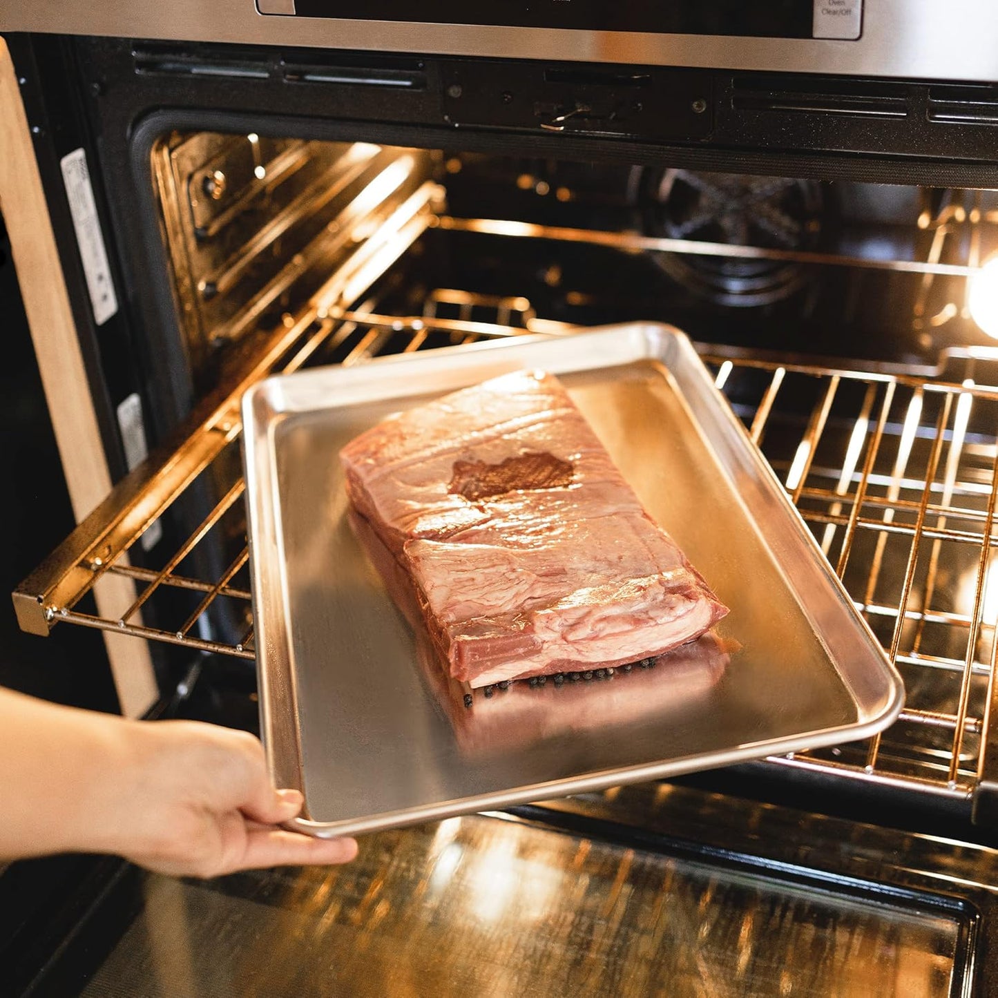 KITCHENATICS Jelly Roll Size Baking Sheet Pans, Premium Quality Aluminum Cookie Sheets for Roasting & Baking, Rimmed Nonstick Sheet Pans - Warp Free, Durable & Easy Clean - 10.6" x 15.6" IN, Set of 2