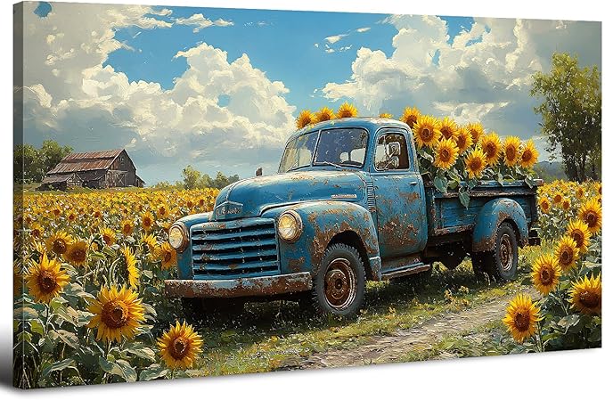 AIYISU Sunflower Wall Art Farmhouse Pictures Wall Decor Vintage Floral Prints by HOME