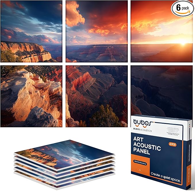 BUBOS 6 Pack Art Acoustic Panels, 70.8" x 47.2" Sound Absorbing Wall Decor by BUBOS