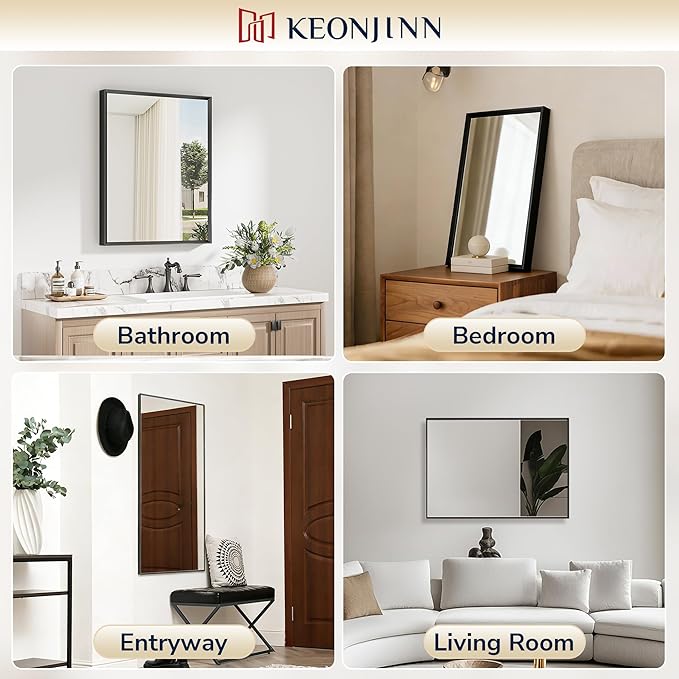 Keonjinn 48 x 30 Inch Black Bathroom Mirrors - Image 6
