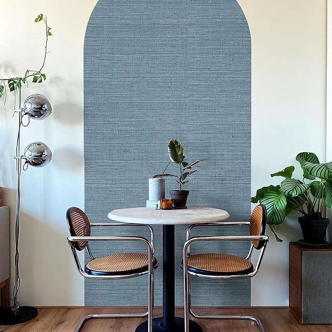 JiffDiff Grasscloth Wallpaper Peel and Stick Blue Grassweave Stick on Wallpaper - Image 6