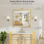 40x38 Inch Bathroom Mirror for Wall, Anti-Rust Oak Wood Grain Metal Framed - Image 2