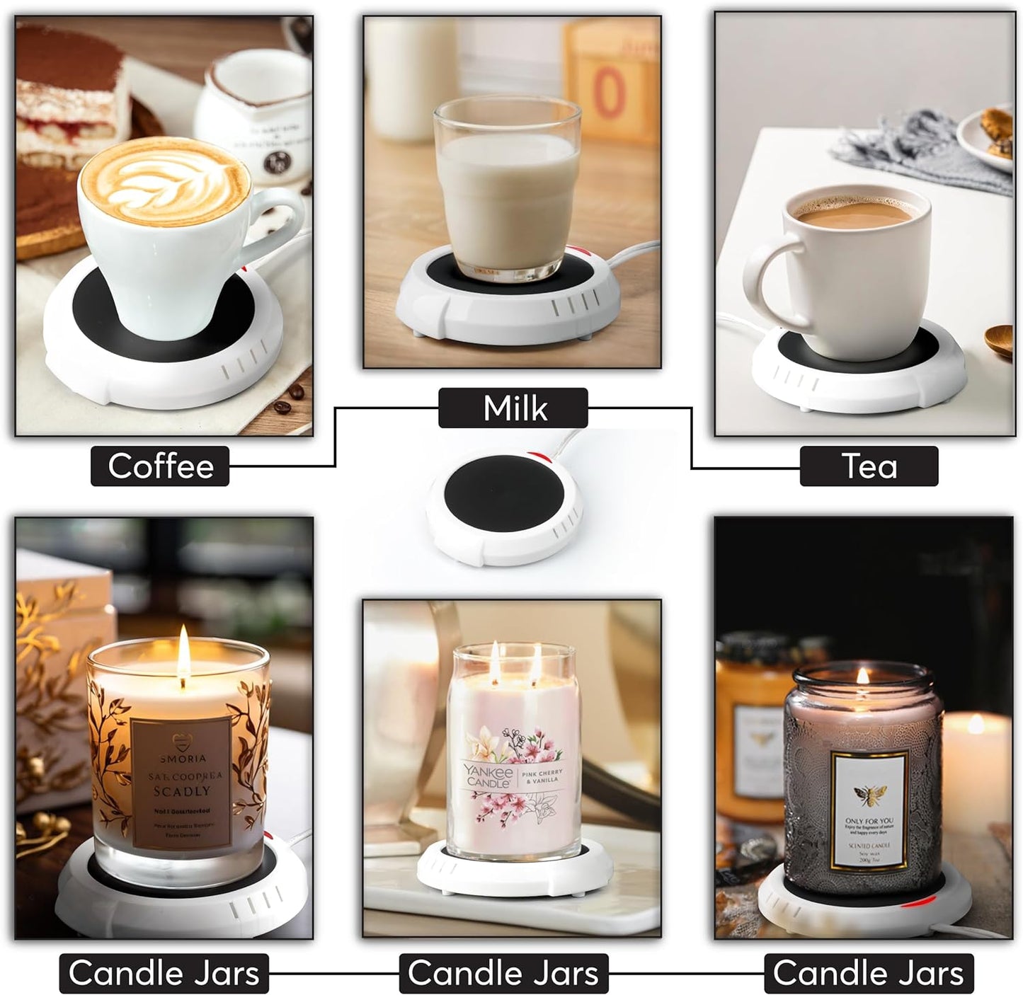 Candle Warmer Plate Safely Releases Scents Without a Flame- Used as Candle Jar Warmer, Candle Melter, Coffee Warmer, Mug Warmer, Cup Warmer in Your Home & Office, 1 Pack, White