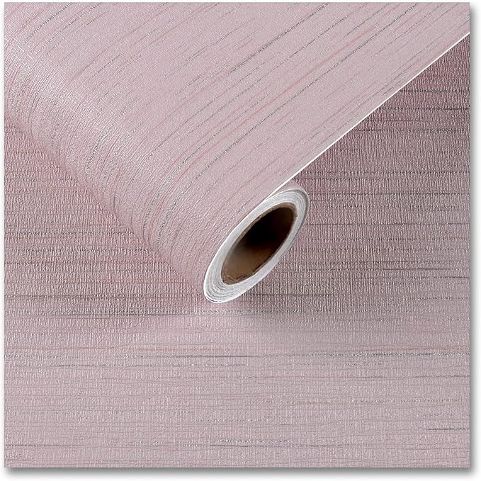 CRE8TIVE Pale Pink Grasscloth Wallpaper Peel and Stick Textured Wallpaper Pink by CRE8TIVE