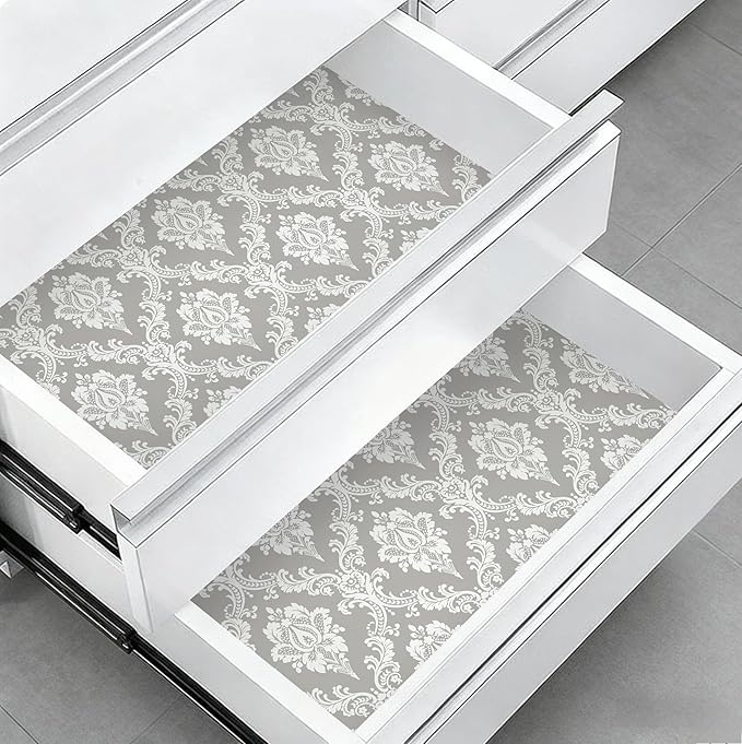 Peel and Stick Wallpaper Grey and White Damask Wallpaper - Image 8