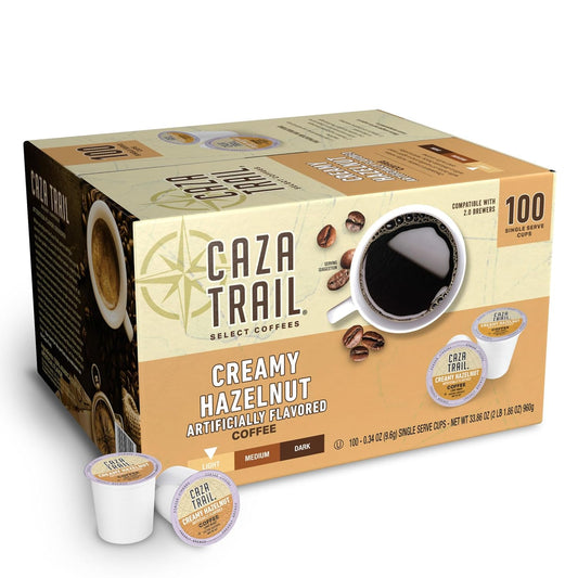 Caza Trail Coffee Pods, Creamy Hazelnut, Single Serve 100 Count (Pack of 1)(Packaging May Vary)