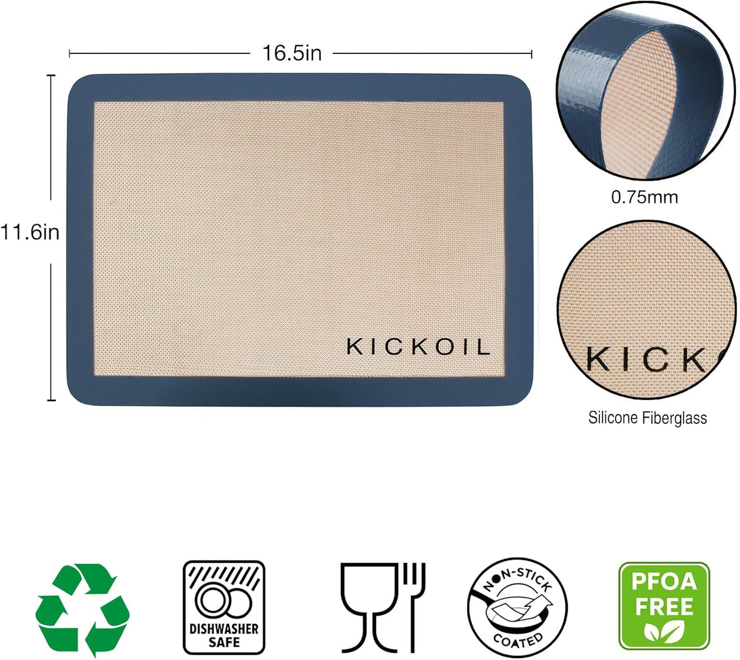 Silicone Baking Mat Half Sheet Non Stick Food Safe Baking Sheet for Oven - Replace Reusable Parchment Paper- Silicone Induction Cooktop Protector, Pan Liner 2 Pack,Cooking Essentials Gadgets