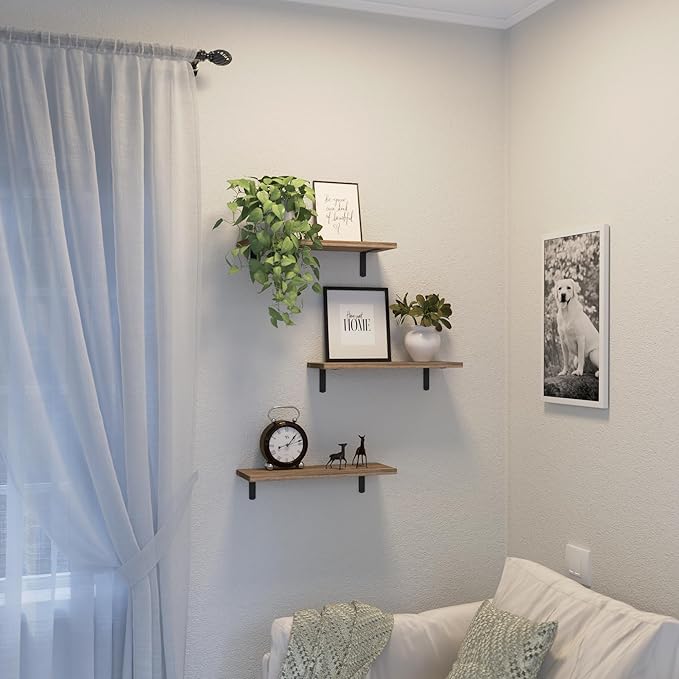 DOLLFIO Floating Shelves, 3 Sets Wall Shelves, Wooden Floating Shelves - Image 6