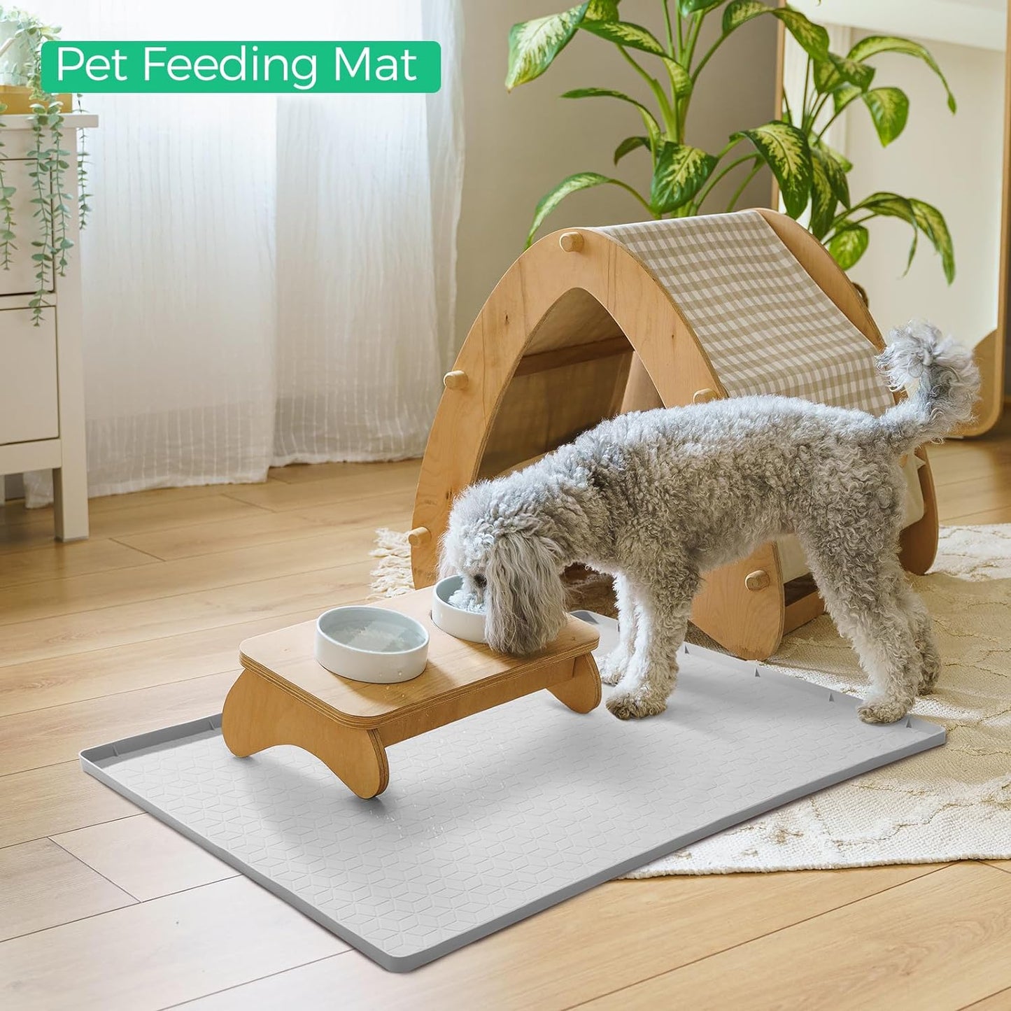 TRZZ Silicone Waterproof Under Sink Mat 22" x 19", Drip Tray and Cabinet Liner for Kitchen and Bathroom, Prevents Water Damage and Organizes Cabinets (Khaki)