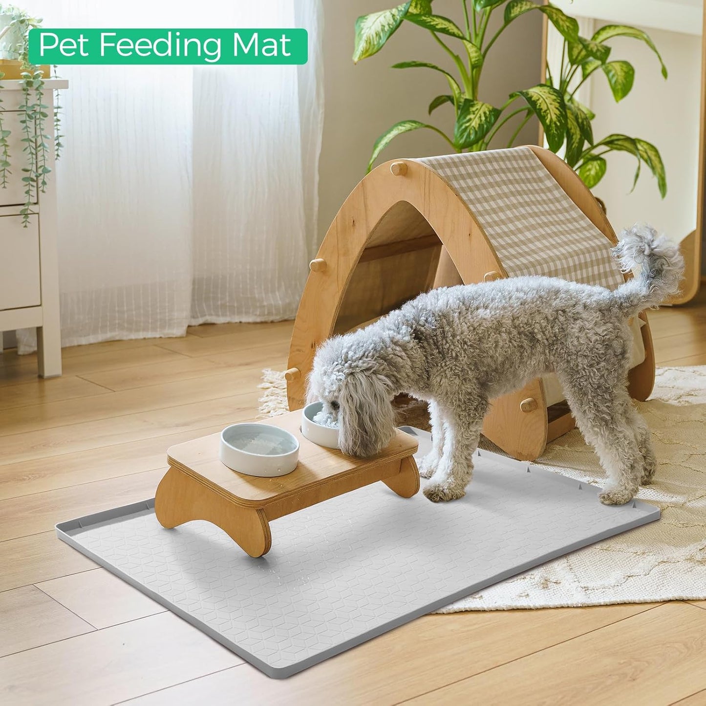 TRZZ Silicone Waterproof Under Sink Mat 22" x 19", Drip Tray and Cabinet Liner for Kitchen and Bathroom, Prevents Water Damage and Organizes Cabinets (Light Grey)