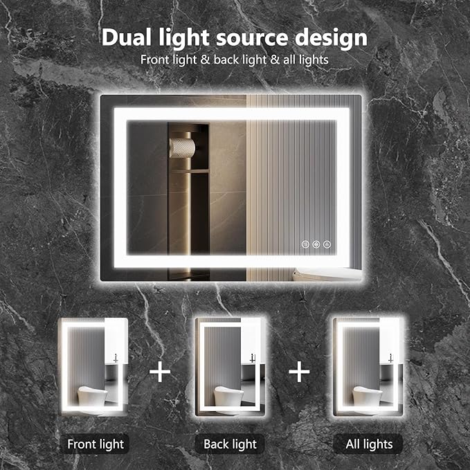 Sweetcrispy 36"x48" Smart Anti-Fog LED Bathroom Mirror - Image 6