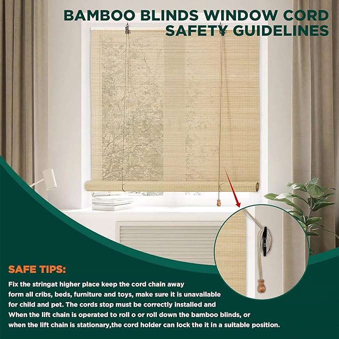 Bamboo Blinds for Interior Windows Easy to Install Bamboo Shades for Indoor - Image 4