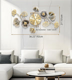 Wall Clocks for Living Room Decor, Large Wall Clock, 3D Creative Metal Ginkgo - Image 3