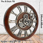 The B-Style Large Wall Clock 24 inch Moving Gear Wall Clock Oversized Vintage - Image 2
