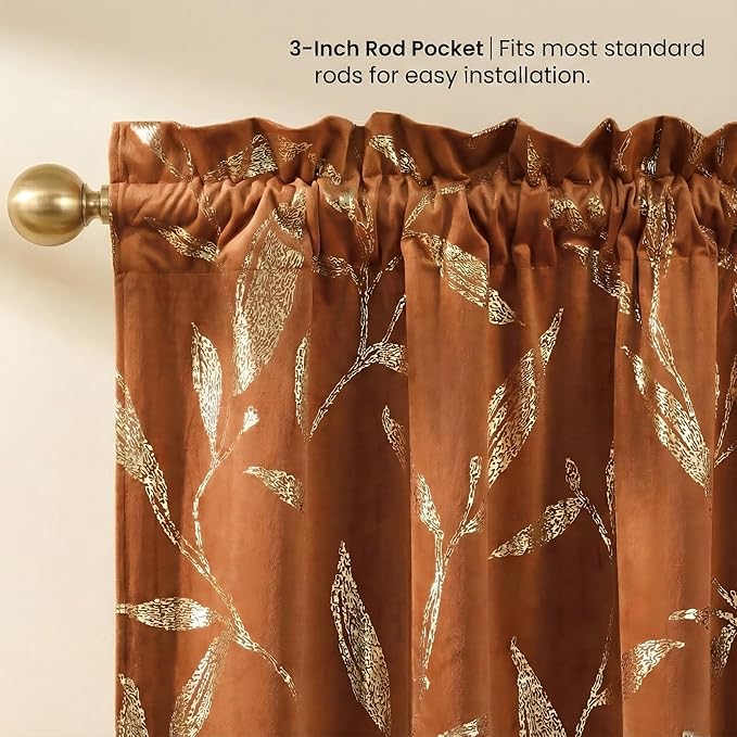 NICETOWN Burnt Orange Velvet Curtains - Image 5