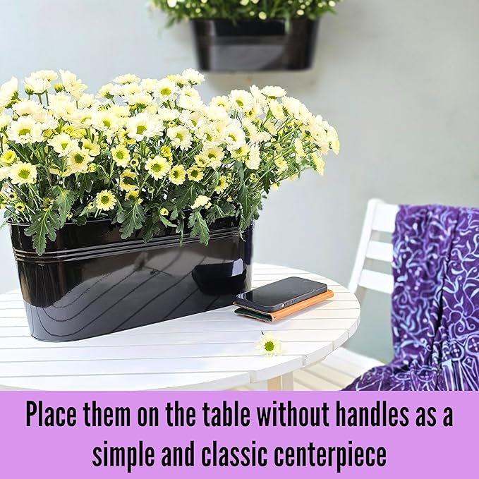 LaLaGreen Wall Planter Black Oval Metal Hanging Decor Plant Holder Wall Planters - Image 8
