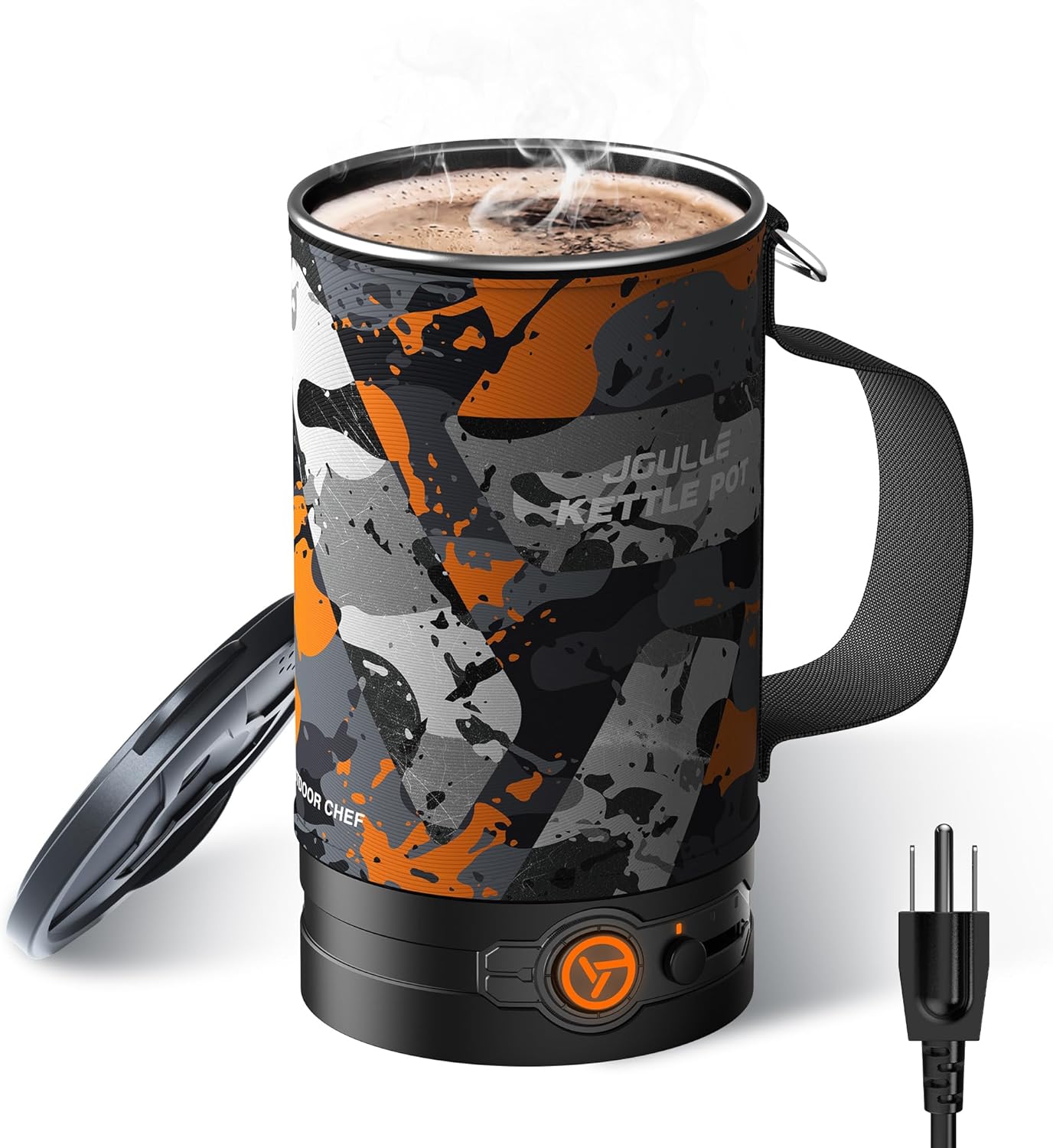 Joulle Kettle Pot, Portable Electric Kettle for Car and Truck, 500 W Small Travel Water Boiler, Non-propane Outdoor Electric Camping Stove, Camping Cooking Gear for Ev, Ov, Rv Trip