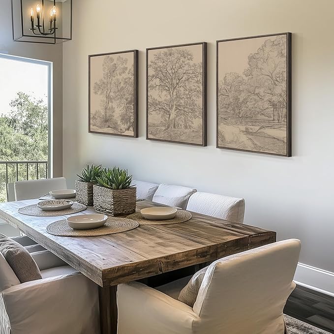 Framed Neutral Vintage Landscape Wall Art - Image 2