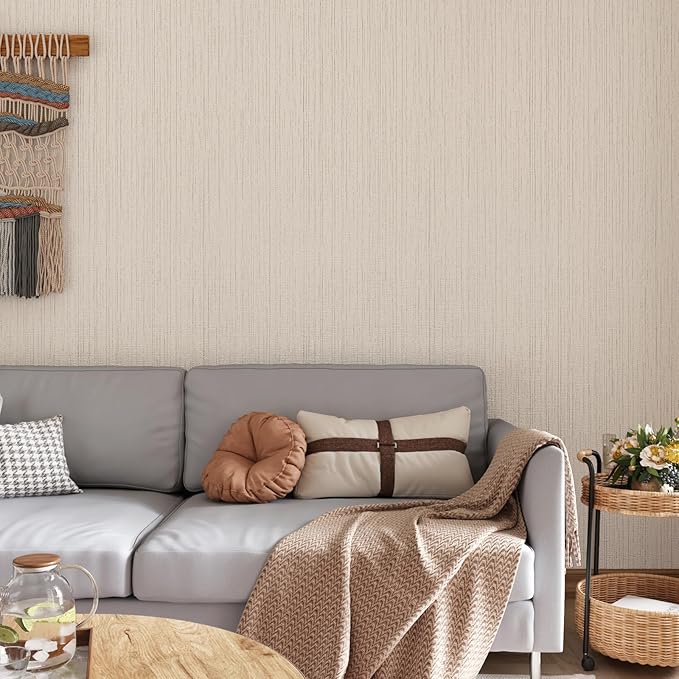 CRE8TIVE Cream White Grasscloth Peel and Stick Wallpaper Textured Grasscloth - Image 7