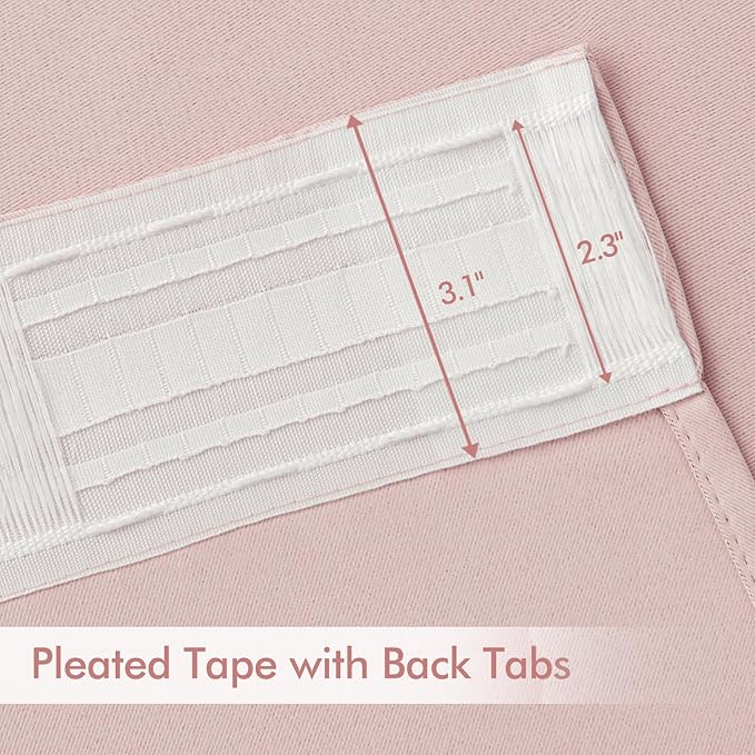MIULEE Baby Pink Back Tab Blackout Curtains 120 Inch Long 2 Panels Set - Image 4